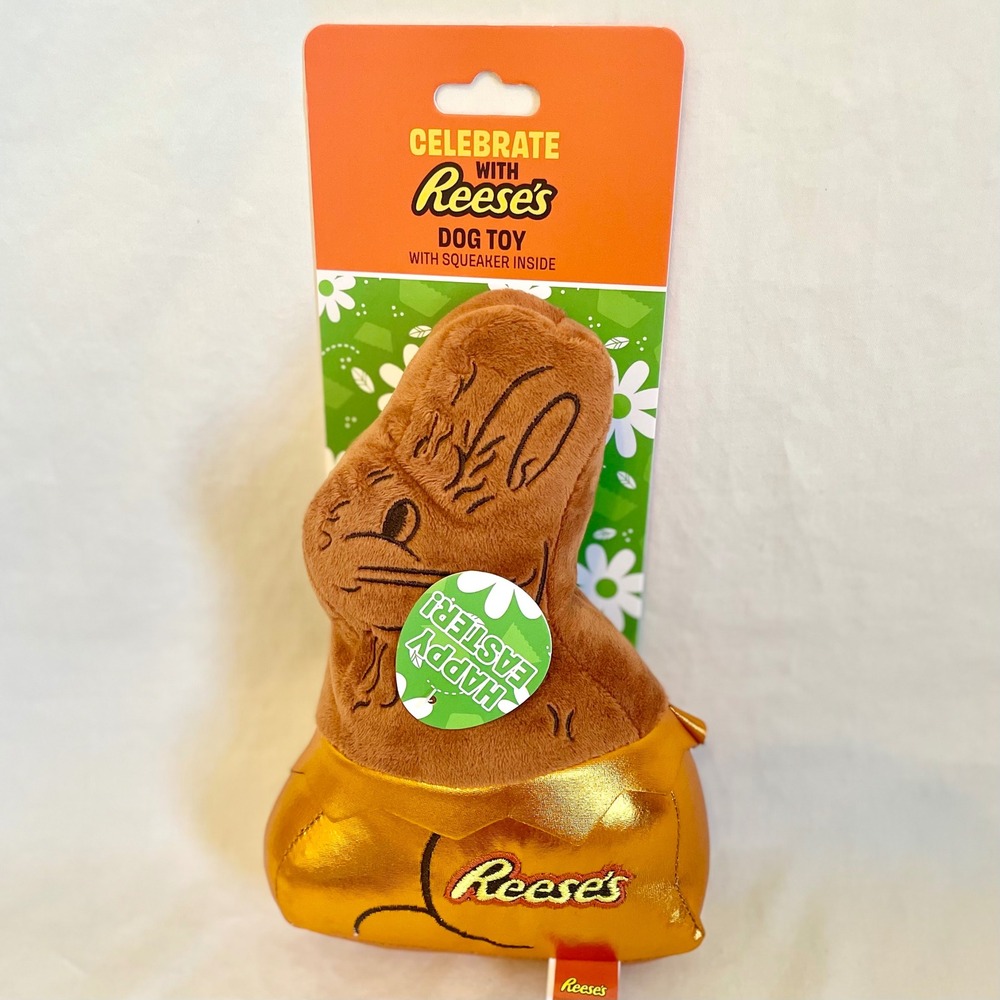 Reese's Chocolate Bunny Plush Squeaky Dog Toy Easter Candy Theme New